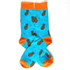 Men's Socks Fashion Combed Cotton Men Casual Harajuku Cartoon UFO Cat Frog Flamingo Hip Hop Skateboard Crew