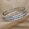 Bangle luxe charme roestvrijstalen armband voor vrouwen modeontwerp zirkoon gelaagde manchet match match vriendschap sieraden