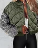 Vestes d'hiver pour femmes 2024 Contraste Sequin Puffer Zipper Design Baseball Collier Casual Quotidien Manches Longues Outwear Streetwear