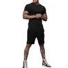 Mens camiseta shorts conjunto de esportes masculinos lazer ajuste fino conjunto de roupas de verão 240205