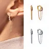 Hoop Earrings 925 Sterling Silver Needle Minimalist Metal Chain Tassel For Women Gold Color Temperament Jewelry