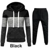 Kvinnors fasta färg tricolor hoodie set hooded tröja byxor set sport jogging set hooded track and field kostym s-4xl 240122