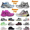 Designer Luksusowa marka biegacz 7 7.5 7.0 Buty swobodne męskie Women Wave Foorme Trainer retro fioletowa czarna biała chmura gorąca różowa Paris Track Runner 77.0 Mokasyny