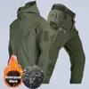 Herren Herbst Winter Hosen Sets Fleece Tactial Armee Anzüge Camping Wandern Trainingsanzüge Thermo Jacken Mantel Herbst Skifahren Hosen 240202