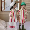 Conjuntos de ropa MILANCEL Summer Kids Set Stripe Girls Vestidos Niños Tee y pantalones cortos Ropa de hermano hermana