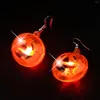 Baumelnde Ohrringe Halloween Party LED leuchtende Acryllegierung Geisterkopf Kürbis Schmuck Geschenk Mew