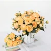 Dekorativa blommor 30 cm högkvalitativ ros Silk Bouquet Peonies 5 Big Heads 4 Small Buds Bridal Wedding Home Decor Fake Artificial