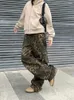 Pantaloni da donna HOUZHOU Tan Leopard Cargo Donna Pantaloni larghi oversize femminili Streetwear Hip Hop Abiti vintage Casual larghi