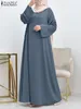 Etniska kläder muslimska klänning dubai kalkon abaya zanzea mode kvinnor hijab sundress jilbab islamisk höst solid parti vestidos kaftan