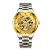 Montres-bracelets de luxe hommes bracelet en acier montre-bracelet Golden Dragon Figure mode dominateur mâles montre à quartz affaires automatique cadeau