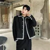 NOYMEI Trend Fashion Brilliant Silver Edge Decoration Small Fragrance Loose Casual Jacket Autumn 2024 Male Coat Lapel WA2855 240123