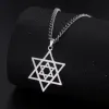 Star of David Hexagram Pendant Necklace for Women Men 14K White Gold Neck Chain Six pointed Star Jewish Jewelry Gift