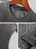 INCERUN Moda Uomo Canotte Patchwork Lucido O-Collo Senza maniche Crop Top See Through Back Streetwear Party Nightclub Gilet Uomo 240202