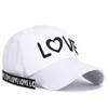 Ball Caps Frühling Trendy LIEBE Stickerei Paar Hut Gelb Rosa Lange Band Baseball Kappe Frauen Männer Snapback Hip Hop Trucker hüte