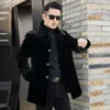 Winter Mink Fur Coat Medium Length Mens Lapel Button Card Thickened Warm Top TTVC