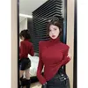 Women's T Shirts GkyocQ Girls T-shirts High-necked Solid Slim Fit Long Sleeve Korean Fashion Cotton Tshirts Bottoming Clothes Tops