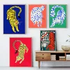 Dipinti Nordici Rosso Blu Verde Tigre Leopardo Poster Pittura su tela Astratta Animale Stampe di arte della parete Immagine Camera da letto Decorazione della casa