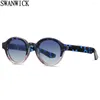 Óculos de sol Swanwick redondo polarizado homens dirigindo tr90 moda azul luz óculos para mulheres acetato artesanal preto cinza 2024