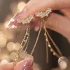 Dingle örhängen 2024 zirkon pentagram lång tofs kvinna mode personlighet glittrande bröllop smycken födelsedagspresent