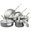 Cookware Sets Culinary 5-Ply Hard Stainless Set 10 Piece Anodized Exterior Dishwasher Oven Safe Works On All Cooktops