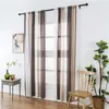 Curtain Linen Window Drapes And Curtains For Living Room Striped Pattern Semi Sweep To Floor Privacy Bedroom/ Hall Set Of