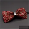 Bow Ties Bow Gravatas Designer de Moda Mens Diamante Festa de Casamento Formal Terno Duplo Tecido Bowtie Negócios Gravata Borboleta Knot1 Drop D Dhfzv