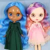 ICY DBS Blyth Puppe 16 Bjd Gelenkkörper dunkle Haut glänzendes Gesicht blaues Haar weiß matt mehrfarbig 30 cm Spielzeug Anime 240129