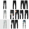 Hombre Jeans Pantalones para hombre Purple Amirs Mujeres de lujo Púrpura Ripped Patch Straight Flaco Slim Hole para hombres