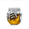 Pierres précieuses en vrac 925 en argent Sterling abeille Pot de miel série animale perles breloque ajustement Original bracelets à breloques femmes bijoux à bricoler soi-même cadeau