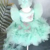 Girl Dresses High Quality Baby Baptist Dress Girls Wedding Feather Tutu For 1st Birthday Party Prom Pageant Gown Children Costume