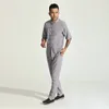 Fatos masculinos Oriental Zen Estilo Homens Camisa de Manga Curta e Calça 2 Peças Terno Conjunto Branco Preto Cinza Linho Twinset Kungfu Look Relax