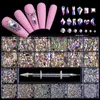 Luxe glanzende diamanten sieradenset voor nagelkunstdecoratie Nagel AB Platte bodemboor Nail Art Gemengde kristallen nagelvormige diamant 240202