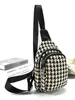 Sacs Banane Occasionnels Shiling Sac de Poitrine pour Femme Grille de Mille Oiseaux pour Femme Sac à Straddle Diagonal de Style Occidental Sac de Poitrine Polyvalent en Toile Sac de Taille à Bandoulière Tendance pour Femme