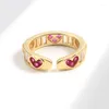 Cluster Ringen BF CLUB 925 Sterling Voor Vrouwen Mode Geometrische Handgemaakte Onregelmatige Gouden Hart Witte Stenen Ring Party Kerstcadeau