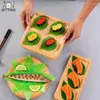 Dekorativa blommor 100/200/1000pcs Green Leaf Japanese Food Sushi Decoration lämnar gräs kreativa plast sashimi dekorverktyg