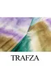 TRAFZA Abito longuette da donna in chiffon stampato Tye Dye estivo con scollo a V a maniche corte a pipistrello Pullover abiti da donna di media lunghezza 240131