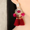 Dangle Earrings Classic Ethnic Red Tassel Drop Boho Round Crystal Charm Jewelry Accessories for Women 2024 Summer Trend Pendant