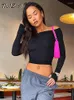 T-shirts voor dames TiulZial Off-shoulder top Y2K Herfst Lange mouw Crop Backless Skinny Casual T-shirt Strapless Tube T-shirt Dames Outfits