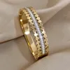 Bangel Luxus Charme Edelstahlarmband für Frauen Modedesign Zirkon geschichtetes Manschetten -Match Freundschaft Schmuck Schmuck