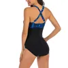 Women's Swimwear One Piece For Women Sexy V Neck Slimming Swimsuit Spaghetti Strap Backless Print Summer Beach Wear