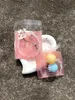 100 조각 핑크 스퀘어 선물 포장 OPP 셀프 밀봉 가방 귀여운 활 인쇄 OPP 셀프 밀봉 가방 선물 사탕 포장 가방 240205