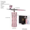 Airbrush Tattoo levererar syreinjektor Mini Air Compressor Kit Paint Spray Gun For Nano Fog Mist Sprayer Art Makeup USB Refyllning DHQEC