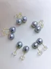 Kolczyki stadnorskie 18K Złota Sea Water Pearl for Women 7-8 mm Real Round Akoya Grey Blue Proste weselne akcesoria biżuterii