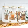 US Warehouse Sublimation Tumbler 16oz Clear Frosted Cups Blanks Bamboo Lid Beer Can Glass Mason Jar Mugとプラスチックストロー0514