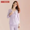 Maternity 2-Piece Set Breastfeeding Pajamas Thermal Underwear Autumn And Winter Modal Monthly Clothing Nursing Clothes 240119