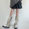 Женские носки в стиле панк из искусственной кожи, гетры на молнии, винтажные чехлы в стиле Харадзюку, готические Y2K, персонализированные теплые носки до икры с манжетами