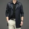 Gabardina de estilo británico para hombre, chaqueta informal de negocios de longitud media con cuello de traje, chaqueta M-4XL de gran tamaño para hombre de alta calidad 240124