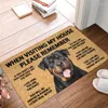 Tapis N'oubliez pas les règles de la maison des chiens Rottweiler Tapis de porte d'entrée Anti-dérapant Intérieur Paillasson imperméable Tapis d'entrée de bain Tapis