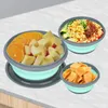 Vaisselle 3 pièces bols pliants en Silicone avec couvercle boîte à déjeuner pliable ensembles de bols à salade portables