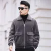 Haining Fur Winter Designer Sheep Shearing Mens Leisure Lamb Wool Lapel Coat One JKNW